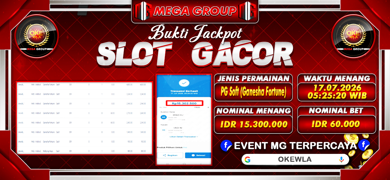 Bukti JP situs Okewla hari Jumat, 17 Juli 2026
