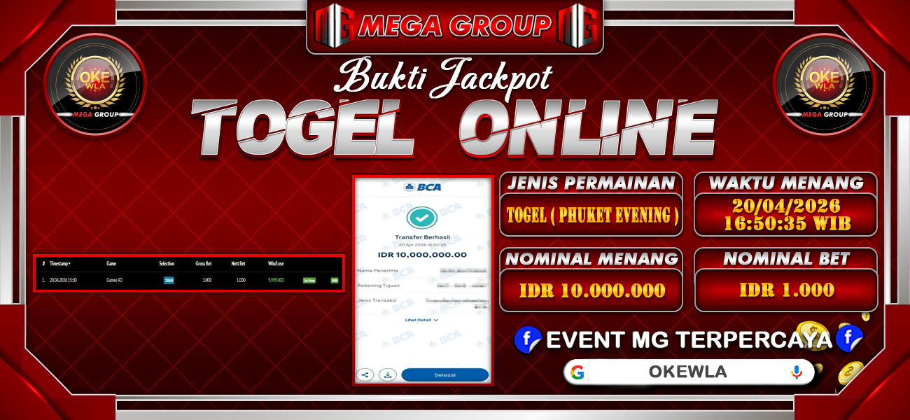 Bukti JP situs Okewla hari Senin, 20 April 2026