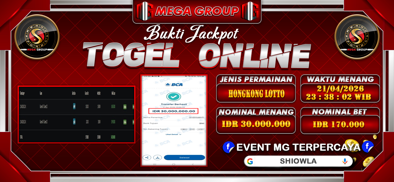 Bukti JP situs Shiowla hari Rabu, 22 April 2026