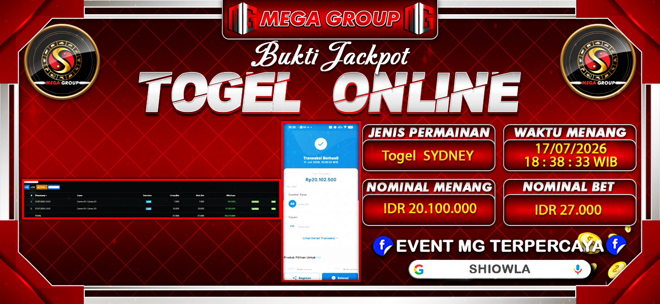 Bukti JP situs Shiowla hari Jumat, 17 Juli 2026