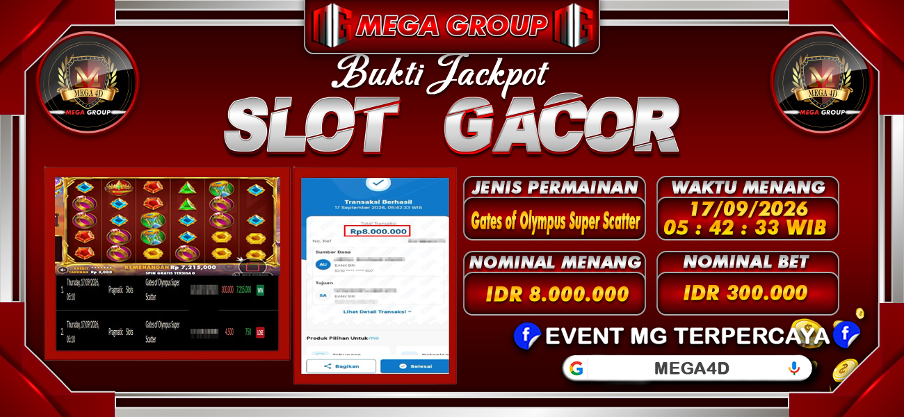 Bukti JP situs Mega4D hari Kamis, 17 September 2026